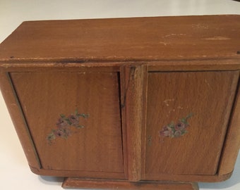 French furniture miniature buffet sideboard  wood toy from 1960's  dollhouse playhouse mi-century