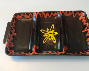 Plato de aperitivo de cerámica, plato vintage francés, estilo hippy, Vallauris, cerámica francesa, cocina, decoración del hogar, plato para servir, decoración retro