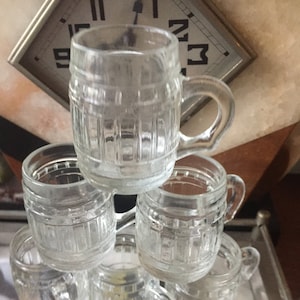 french vintage shot glasses mug set of 6 bar ware kitchen mi-century collectible glass verres a liqueur