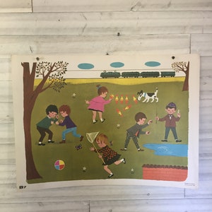 Cartaz vintage francês cartaz educacional fernand nathan papelão duro 1968 retro mi-século escola educacional exibição retro cenário
