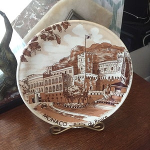 french vintage plate ceramic Monaco Palais du Prince souvenir memorabilia decor plate