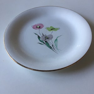 Francuski zabytkowy talerz w kształcie kwiatu, talerz na ciasto lub tartę, porcelana, sygnowana, Caprice Lammandinoise, pamiątka z Mi-wieku, porcelana, fajans, ceramika