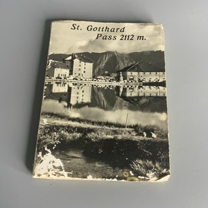 French vintage black and white photo souvenir booklet with 10 pictures St Gotthard pass 2112 m
