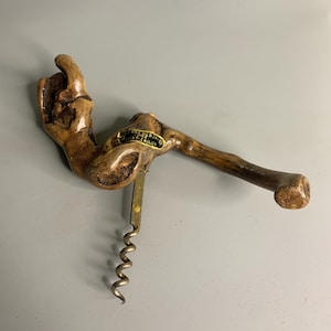 French vintage wooden bottle opener corkscrew Pierre Berjal vins saint- Emilion