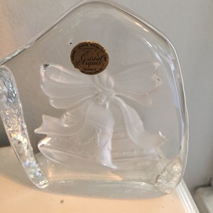French Vintage Bell  Crystal d&#39;Arc Bell Bas Relief paperweight France kitsch country Noel Christmas decorartion souvenir