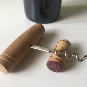 vintage french corkscrew barware straight pull bottle opener barware kitchen wood opener