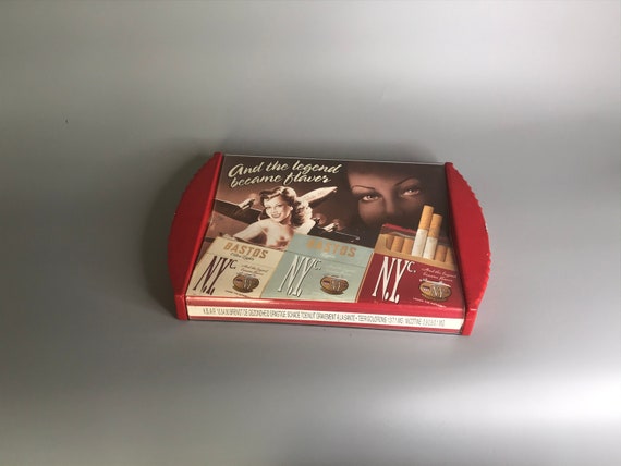 bastos cigarette Vintage Bastos Cigarettes Plastic Tray: NYC Bar Decor (12x8.25in)