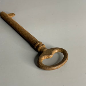 French vintage rusty metal skeleton key door lock
