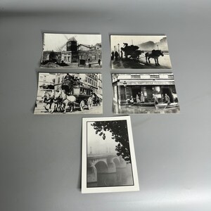 Conjunto de 5 cartões postais vintage franceses de Paris, década de 1900, sortimento em preto e branco