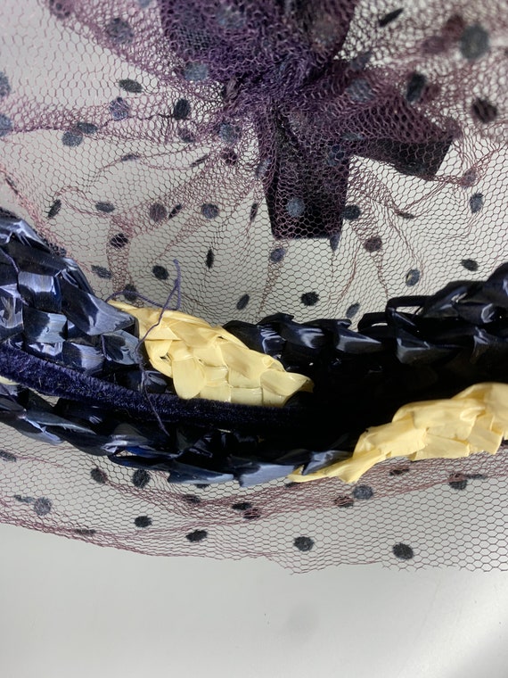 French vintage hat with veil lace late 40's early… - image 7