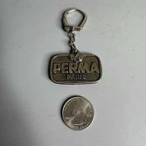 French vintage Permabel collectible keychain holder advertising Perma Paris PERMA belle beauty shop