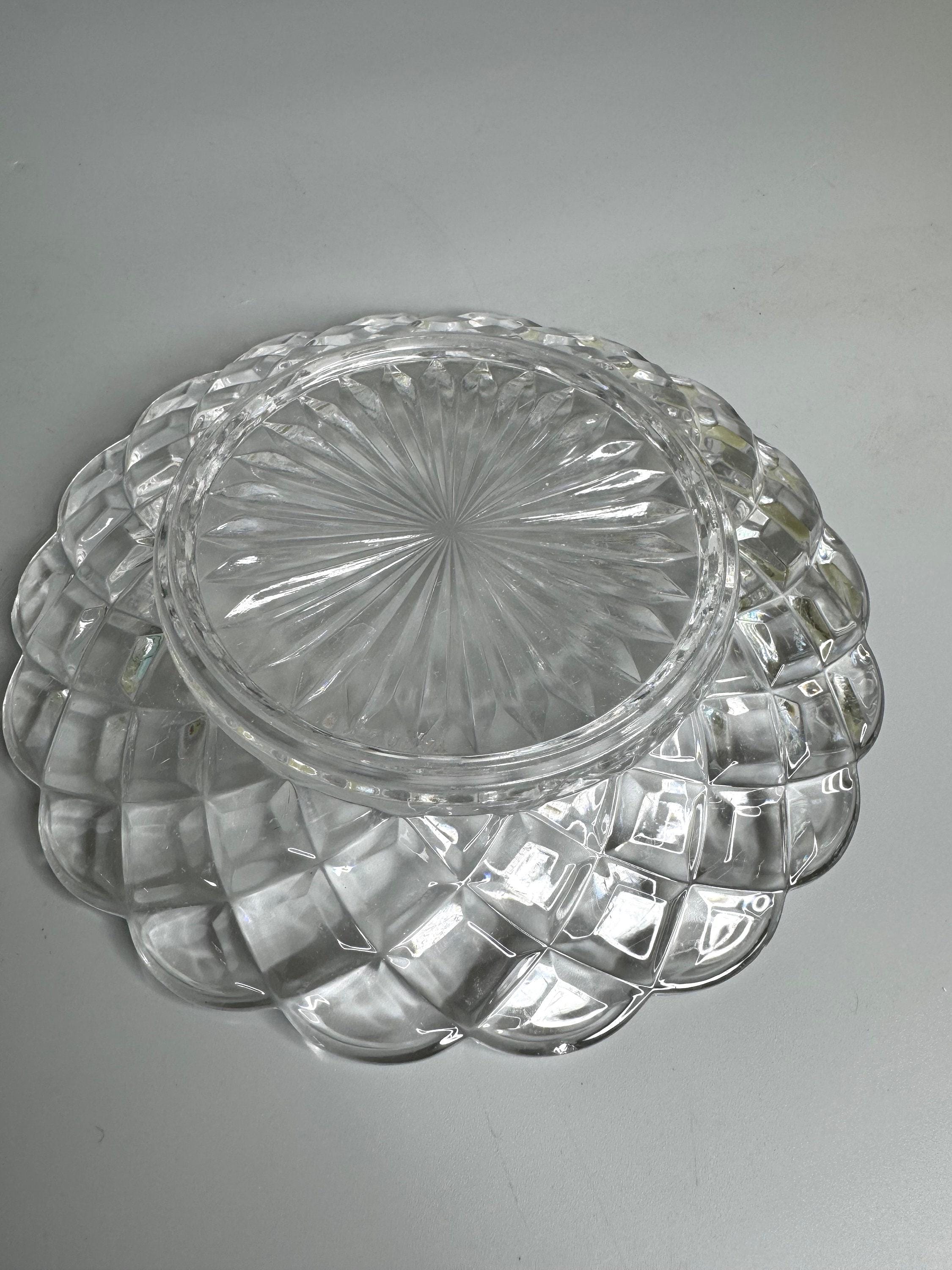 1950年代のフランスのヴィンテージガラス装飾プレートクリスタル