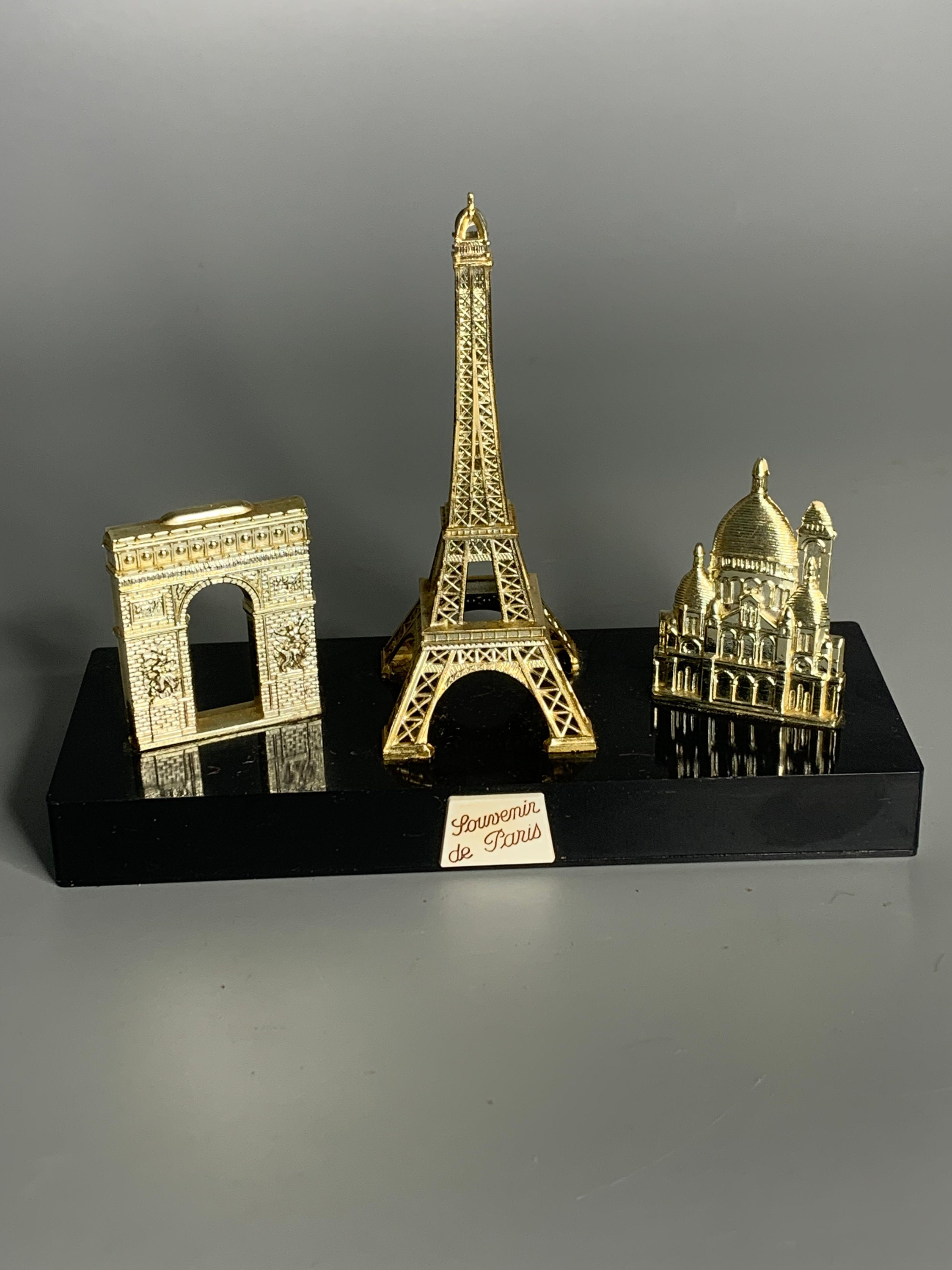 French Vintage Paris Souvenir Eiffel Tower and Monuments Arc of Triumph  Sacre Coeur 