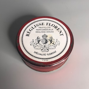 French vintage Reglisse Florent tin can knick knack box candy metal box