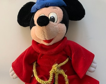 Muñeco de peluche vintage de Disney, Mickey Mouse, el aprendiz de brujo