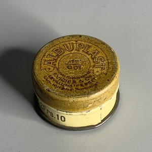 French vintage pharmaceutical tin can empty medicine miniature box Albuplaste