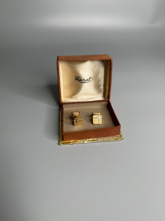 Boutons De Manchette Vintage Plaqué Or MURAT - Avec Boîte D'origine - Élégance Rétro