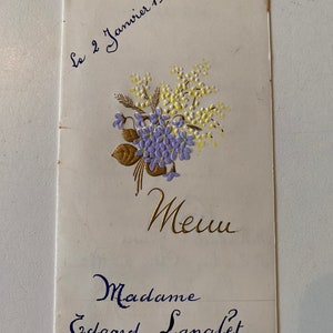 french vintage MENU religious Communion souvenir 1962 and 1954 wedding or special occasion Price is for one