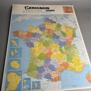 Französischer Kalender Werbung Perignon - Landkarte von Frankreich Karton