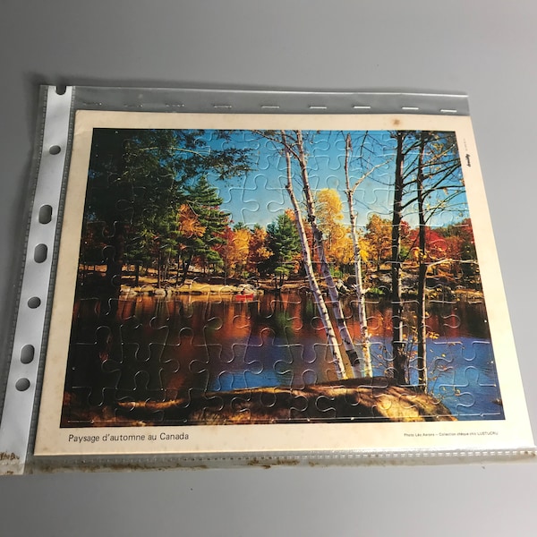 French vintage puzzle 10x8 "Paysage d'automne au Canada" Drouilly Photo Leo Lustucru collection