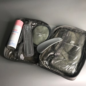 ユナイテッド航空のビンテージ旅行用バッグ、ジッパーとアクセサリー付き、トイレ用ケース、未使用のオーバーナイトケース