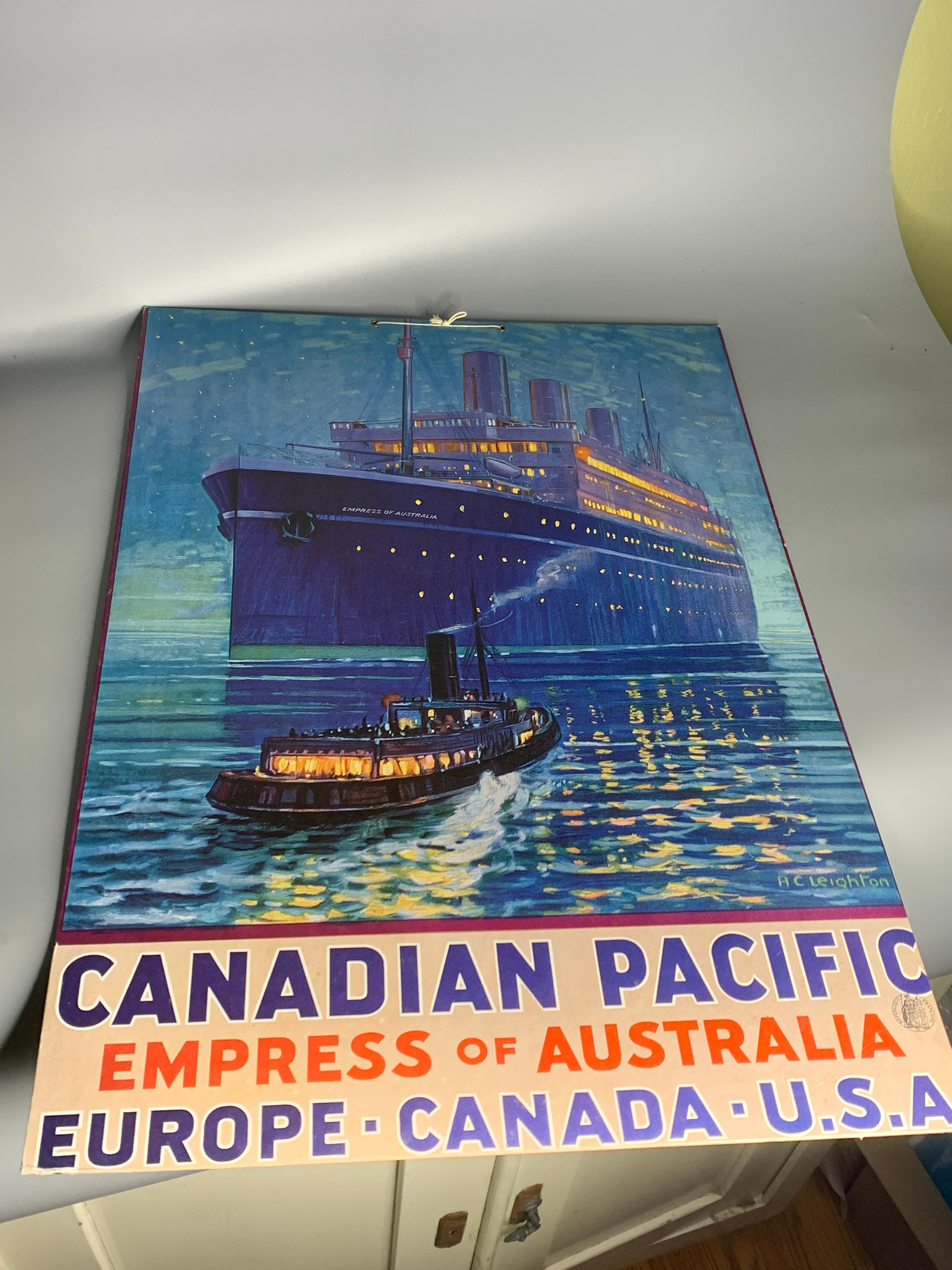 French Vintage Poster Board Canadian Pacific Cardboard Express of
