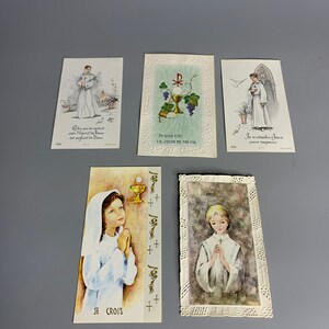 Conjunto de cuadros religiosos vintage franceses de 5 imágenes fotográficas