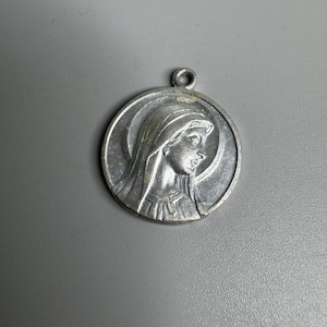 French vintage pendant necklace religious Virgin Mary