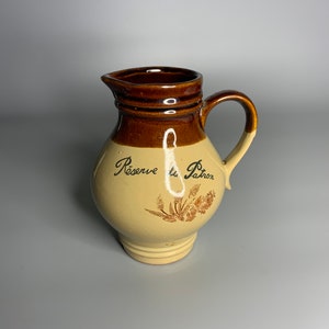 French vintage ceramic pottery small water pitcher Reserve du Patron = The boss reserve