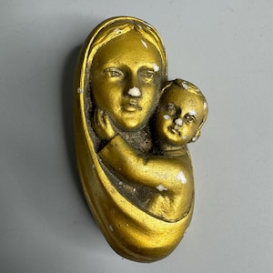 French vintage Madonna plaque baby Jesus religious prayer