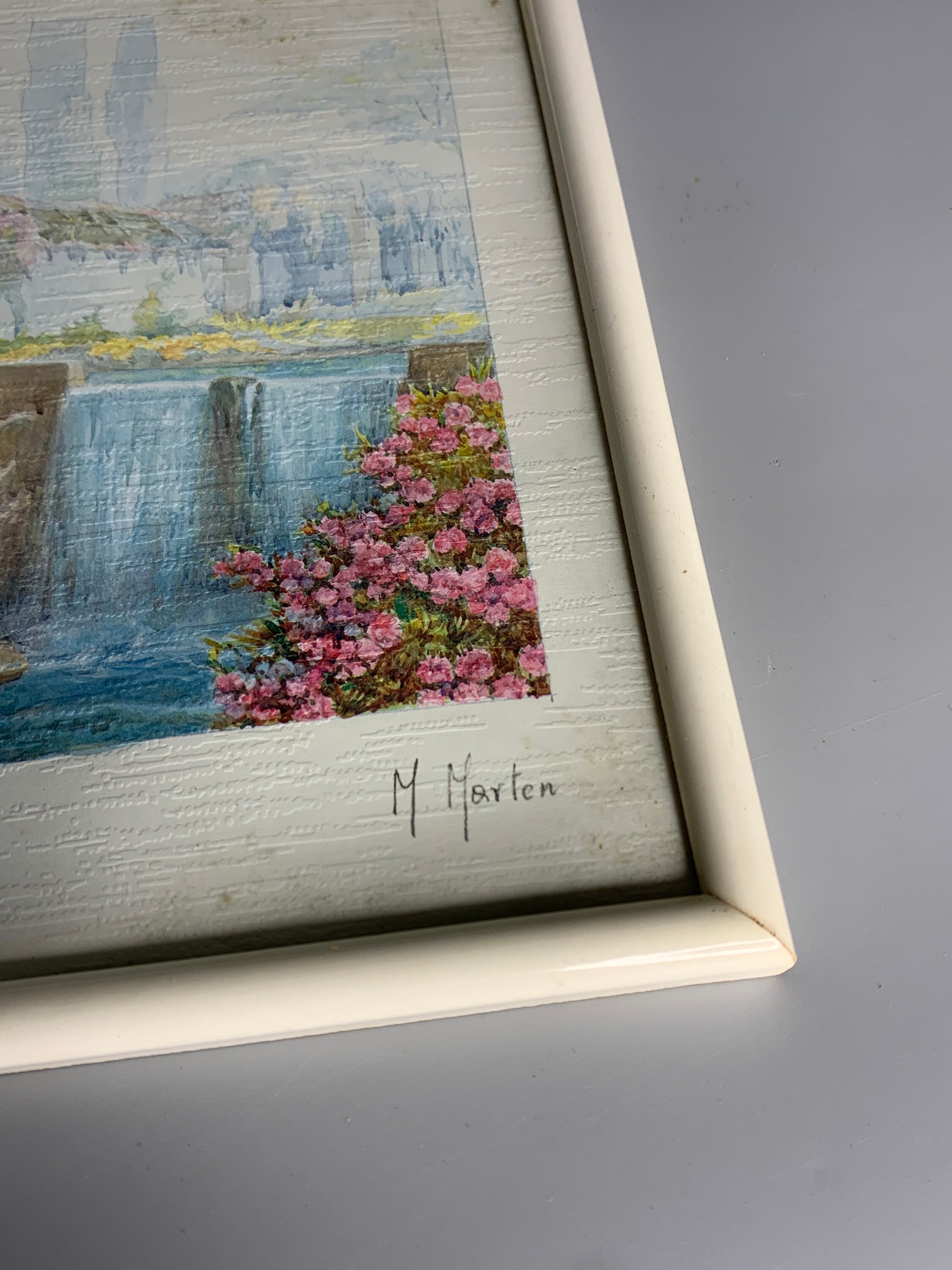 M. Martin 水彩画 「滝」サイン入り M. Martin 水彩画 「滝」サイン入り