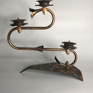French vintage brass color metal candle holder handmade
