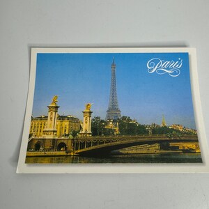 Cartão postal vintage francês de lembrança de Paris Torre Eiffel Pont Alexandre
