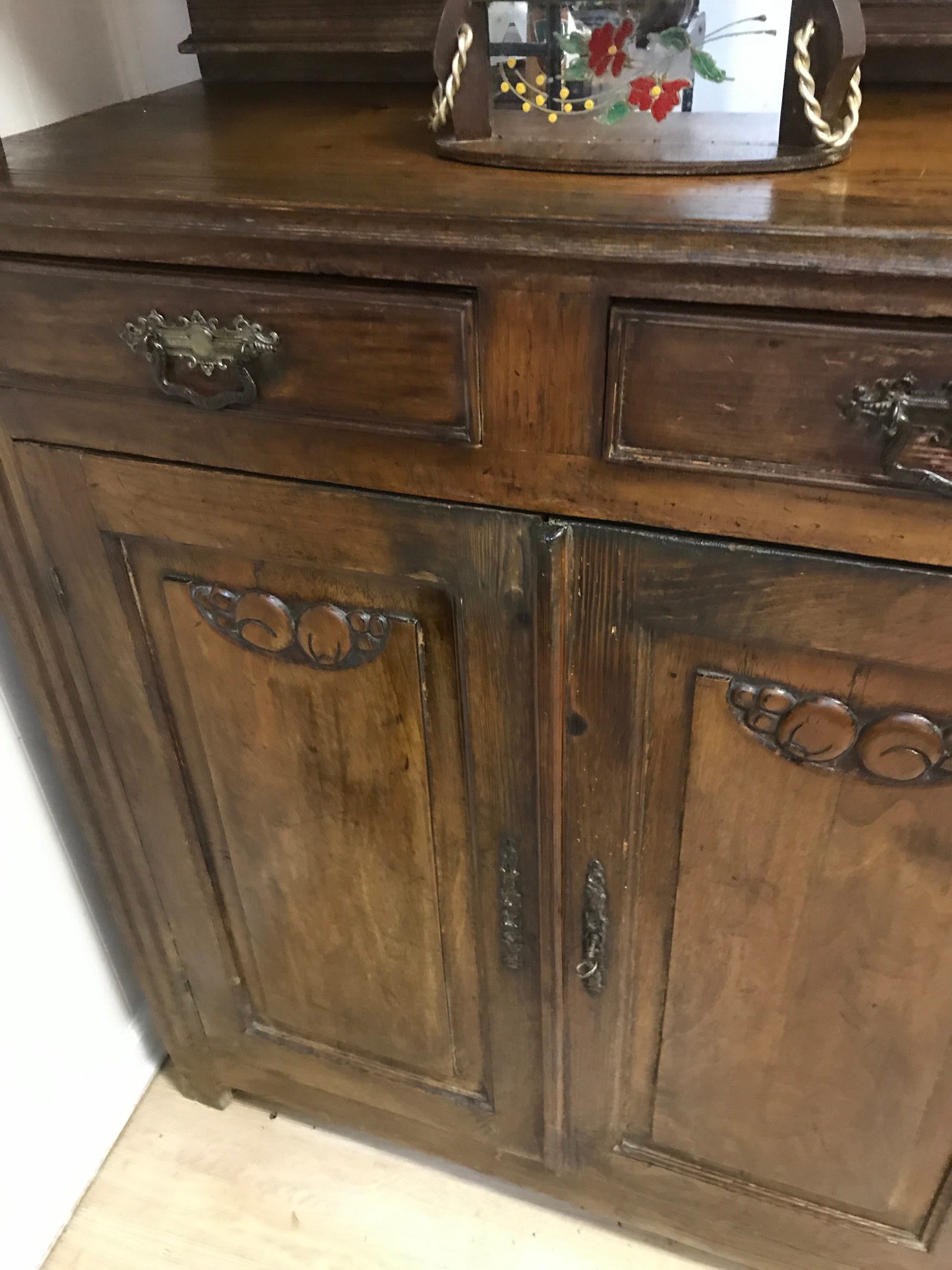 French Antique Wood Buffet Country Style Kitchen Dining Room Etsy