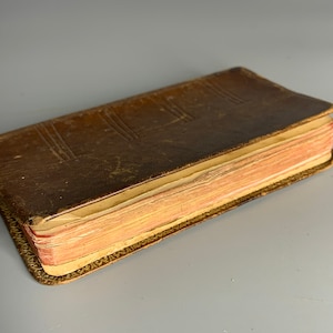 French vintage missal missel 1937 small brown hard cover leather like gold end pages