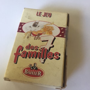 Französisches Vintage Kartenspiel Werbung BAHIER Metzgerei 36 Spielkarten Deck Spielkartenspiel Barware Mi-Century Jeu de 7 Familienspiel