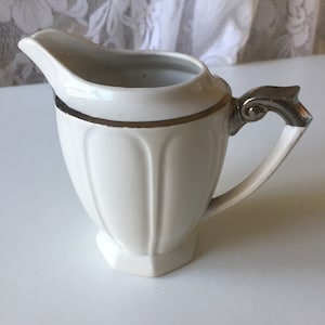 French vintage creamer art Deco Porcelain Faience China Stamped Moulin Des Loups  France milk jug creamer home decor kitchenware antique jug