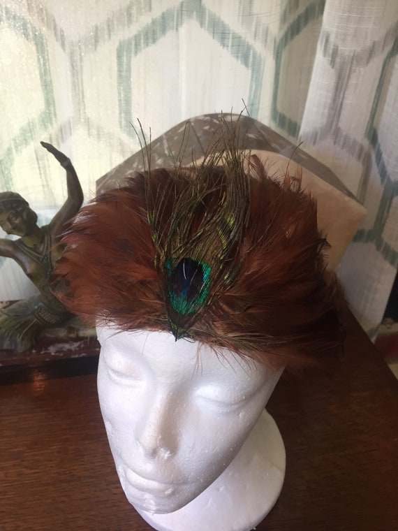 Bandeau vintage français plumes des années 1920 femme accessoires tête  turban chapeau ancien -  France