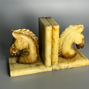 French vintage horse design book ends book holder onyx