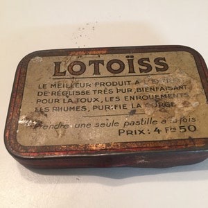 french vintage pharmaceutical tin can Lotoiss medicine ADVERTISING Pills tin cans box medicine home living medical pill medical antique box