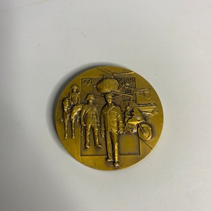 French vintage medal Bicentenaire de la Gendarmerie 1791 - 1991 medaillon brass signed by artist