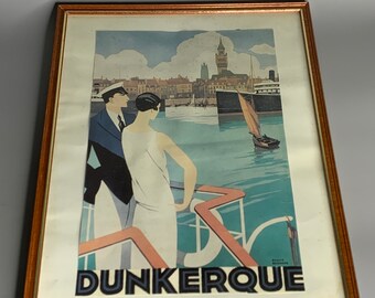 French Vintage Poster Wood Picture Frame Dunkerque by Roger