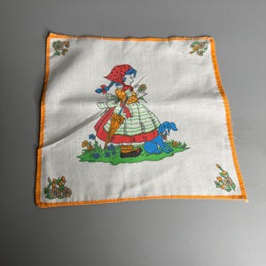 Francuska bawełniana chusteczka vintage dla dziewczynki chaperon rouge mały czerwony kapturek projekt kreskówki