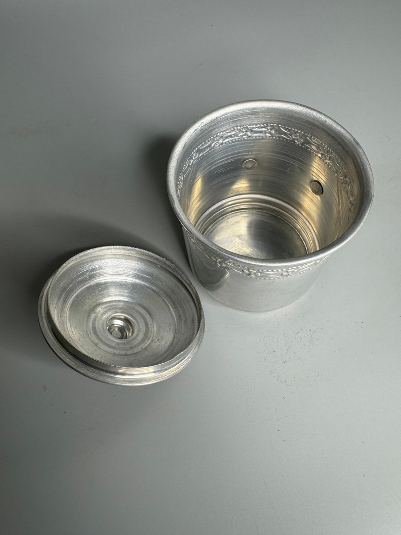 French Vintage Aluminum Chicoree Canister Small Collectible Kitchenware