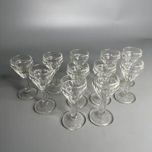 French antique set of 2 liquor or shot glasses total 6 sets of 2 glasses barware