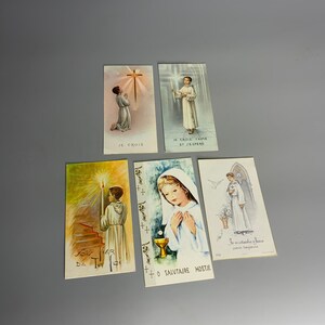 Conjunto de cuadros religiosos vintage franceses de 5 imágenes fotográficas