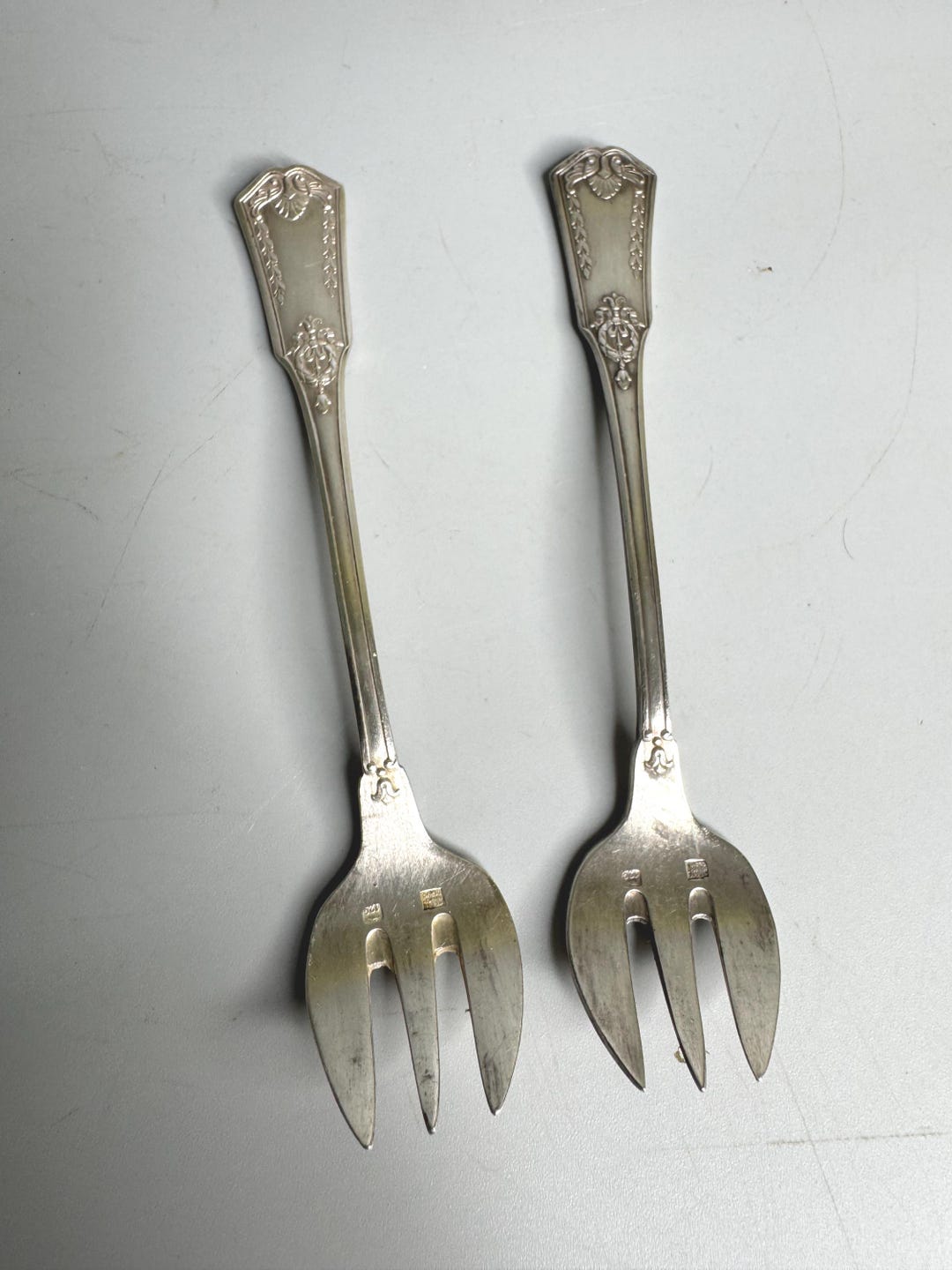 フランスアンティークシルバーデザートフォーク2本セットキッチン用品