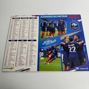 Franse kalender reclame LES BLEUS voetbalwedstrijd Franse La Poste - kaart en regio's voetbal