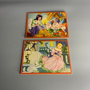 French 2 vintage children cutout puzzle children fairy tale design Cendrillon Cinderella
