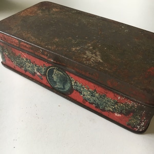 french Antique  tin can  metal box home decor collector metal box